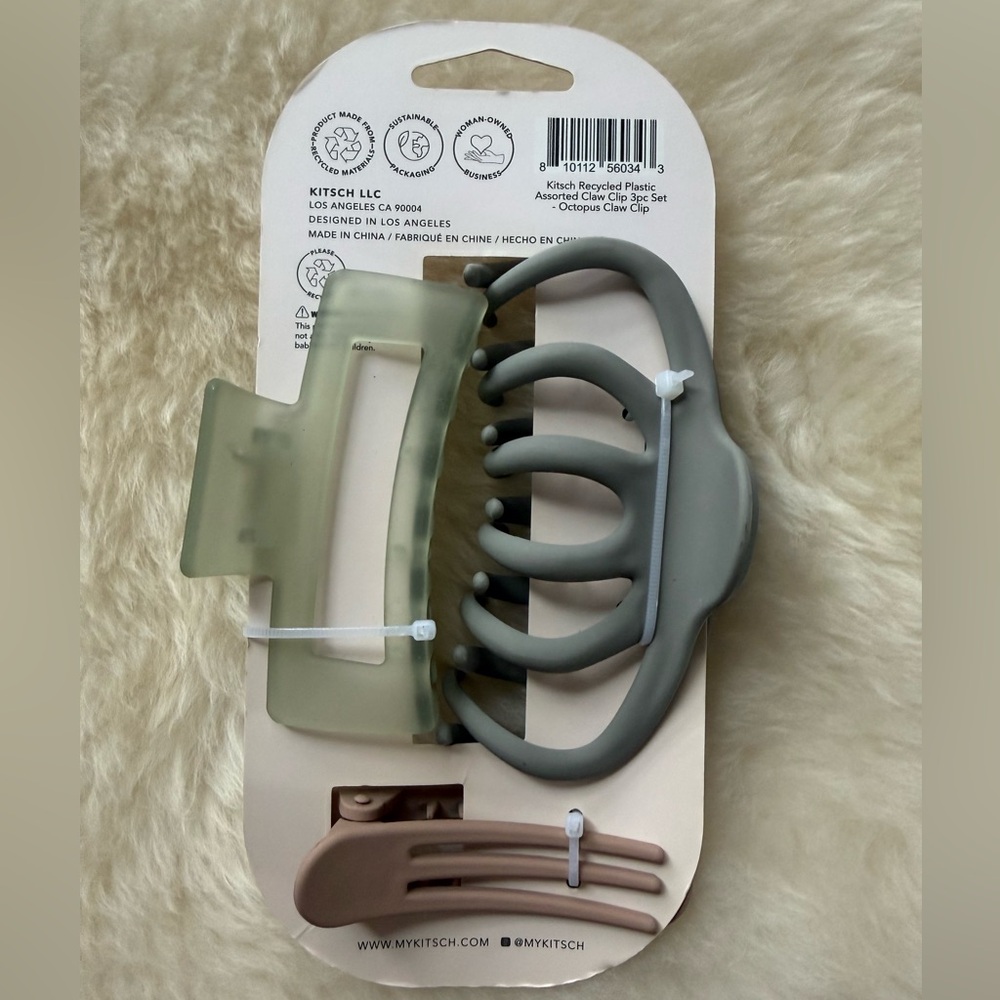 Kitsch Hair Claw Clip Set - Gray, Cream, Tan - Picture 4 of 4